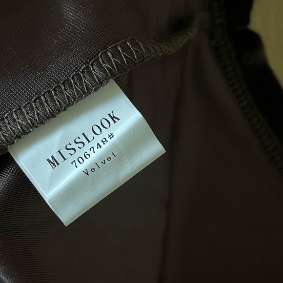 Misslook|Brown Velvet Tunic Top with Floral Embroidered Accent, Size 2x•••Boho - Picture 9 of 11